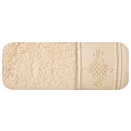 Ręcznik kąpielowy 50x90 cm bawełniany kolor beżowy z bordiurą zdobioną ornamentowym haftem 600 g/m2 KLAS 2