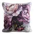 Poszewka na poduszkę 45x45 cm welwetowa różowo, fioletowa z roślinnym nadrukiem VELVET 212