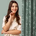 Zasłona welwetowa oliwkowa z trójwymiarowym wzorem liści 140x250 cm przelotka - LIVIA