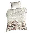 Pościel 140x200 cm bawełna ranforce kolor biały brązowy z motywem roślinnym NESSA