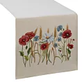 Bieżnik na stół naturalno, czewony 40x100 cm gobelinowy z nadrukiem maków