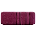Ręcznik kąpielowy 70x140 cm bambusowy kolor amarantowy zdobiony bordiurą w pasy 500 g/m2 MILA