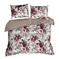 Pościel 220x200 cm z satyny bawełnianej kolor biało, bordowy z motywem kwiatów SPRING 74