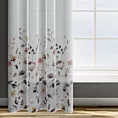 Zasłona biało pudrowa z nadrukiem malowanych kwiatów z lekkiej półtransparentnej etaminy 140x250 cm przelotka - LAVIN - Design 91