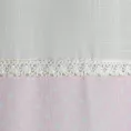 Zasłona jasnoróżowo, biała zdobiona nadrukiem flamingów i koronką 140x250 cm przelotka - FLAMINGO