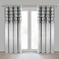 Zasłona welwetowa srebrna zdobiona falbanami 140x250 cm przelotka - AURA