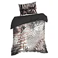 Pościel 140x200 cm z makosatyny bawełnianej kolor jasnobrązowy, czarny z motywem zwierzęcym EVA 21 Eva Minge