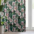 Zasłona zielono, różowa ze wzorem kwiatowym z welwetu 140x270 cm taśma /szelki - PALMERA