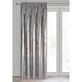 Zasłona welwetowa biało, srebrzysta zdobiona przecieranym wzorem 140x270 cm taśma - RENIA