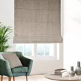 Roleta rzymska jasnobrązowo beżowa z matowej tkaniny o grubym splocie z efektem melanżu