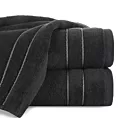 Ręcznik kąpielowy 50x90 cm bawełniany kolor czarny z kontrastującymi paseczkami 500 g/m2 SIBEL