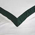 Pościel 160x200 cm bawełniana z makosatyny kolor biały, ciemnozielony z kontrastującą kantą Reina Line kolekcja FIORE