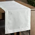 Bieżnik na stół 40x200 cm DIANA zdobiony żakardowym wzorem liści miłorzębu i ozdobną kantą