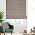 Roleta rzymska ciemnobeżowa z miękkiej matowej tkaniny szenilowej o naturalnym splocie
