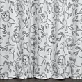 Zasłona szyta na taśmie 5 cm biało czarna z miękkiej tkaniny z nadrukiem w kwiaty