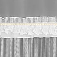 Firana biała z plisowaną falbaną i ozdobną koronką 140x250 cm przelotka MEGAN
