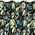 Zasłona czarno, zielona zaciemniająca w kwiaty 140x250 cm przelotka - LONI