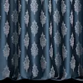 Zasłona szyta na taśmie 5 cm granatowo srebrna z eleganckiej tkaniny w drobny ornamentowy wzór