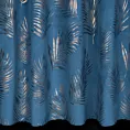 Zasłona welwetowa granatowo, szampańska z błyszczącym nadrukiem palmowych liści 140x250 cm przelotka - GLORIA 2