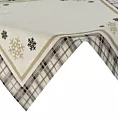 Bieżnik na stół naturalno, czarny 90x90 cm gobelinowy ANGEL z motywem kraty i śnieżynek