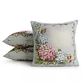 Poszewka na poduszkę 45x45 cm bawełniana, gobelinowa jasnoszara z kwiatowym motywem