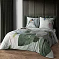 Pościel 160x200 cm z makosatyny bawełnianej kolor biały, zielony z subtelnym nadrukiem kwiatów ALICE Eva Minge
