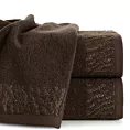 Ręcznik kąpielowy 70x140 cm bawełniany kolor brązowy z ozdobną błyszczącą bordiurą 500 g/m2 MARGO