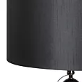 Lampa stojąca do salonu czarno, złota AMELIA z satynowym abażurem