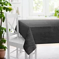 Obrus szyty czarno srebrny z szenilowej tkaniny w geometryczny wzór przetykany błyszczącą nicią Italissima Eva Minge