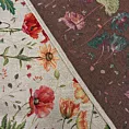 Obrus szarobeżowo, czerwony 140x180 cm gobelinowy z motywem kwiatów