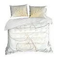 Pościel 160x200 cm bawełniana makosatyna kolor biały, złoty z fantazyjnym wzorem BLANCA 4 Limited Collection