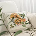 Poszewka na poduszkę 45x45 cm bawełniana, gobelinowa naturalno, żółta z kwiatowym motywem GOB