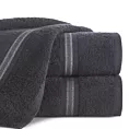 Ręcznik kąpielowy 70x140 cm bawełniany kolor czarny w kontrastujące pasy 500 g/m2 TRIS