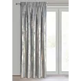 Zasłona welwetowa srebrno, złota zdobiona przecieranym wzorem 140x270 cm taśma - RENIA
