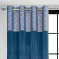 Zasłona granatowa z aplikacją z błyszczącego welwetu 140x250 cm przelotka - AGNES - Design 91