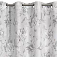 Zasłona srebrno, stalowa zdobiona nadrukiem kwiatów 140x250 cm przelotka - SIENNA