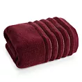 Ręcznik kąpielowy 50x90 cm kolor bordowy zdobiony prążkami z błyszczącej nici 500 g/m2 LUNARI