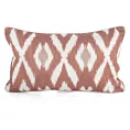 Poszewka na poduszkę 30x50 cm bawełniana z dodatkiem lnu zdobiona geometrycznym nadrukiem ceglasto, kremowa LEN