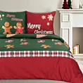 Pościel świąteczna 220x200 z mikrowłókna kolor czerwony, zielony  z motywem pierników GINGER 2