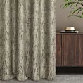 Zasłona szyta na flexach beżowo grafitowa z miękkiej, szenilowej tkaniny w prążki Italissima Eva Minge