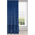 Zasłona welwetowa granatowa zdobiona falbanami 140x250 taśma - CHARLOTTE 1