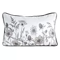 Poduszka 45 x 30 cm welwetowa biało, beżowa z motywem roślinnym z wypustką na brzegach AGNES EUROFIRANY PREMIUM
