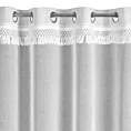 Firana biała z etaminy zdobiona subtelnym pasem frędzli w stylu eko 140x250 cm przelotka KIRA 1