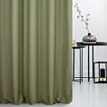 Zasłona szyta na taśmie 5 cm oliwkowa z miękkiej tkaniny o naturalnym splocie w stylu ekologicznym