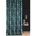 Zasłona szyta na flexach ciemnoturkusowo srebrna z ekskluzywnej tkaniny z dużym ornamentowym wzorem Italissima Eva Minge