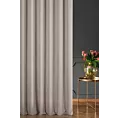 Zasłona szyta na taśmie 5 cm ciemnobeżowa z tkaniny w stylu eko z efektem melanżu