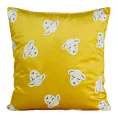 Poszewka na poduszkę 45x45 cm welwetowa, musztardowo biała z motywem baranków KIDS DESIGN 91