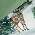 Pościel świąteczna 140x200 cm bawełniana kolor jasnozielony, biały z motywem zimowego lasu FOREST