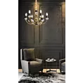 Lampa wisząca do salonu złoto, transparentna  MELBA sześcioramienna z kryształami