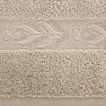 Ręcznik kąpielowy 70x140 cm bawełniany kolor beżowo, złoty zdobiony metaliczna nicią 500 g/m2 KALISTO
